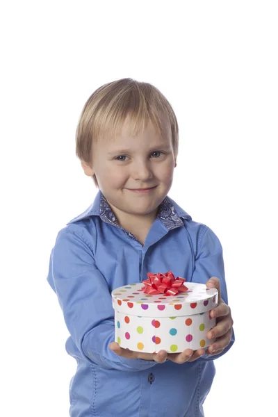 Lachende jongen en heden — Stockfoto