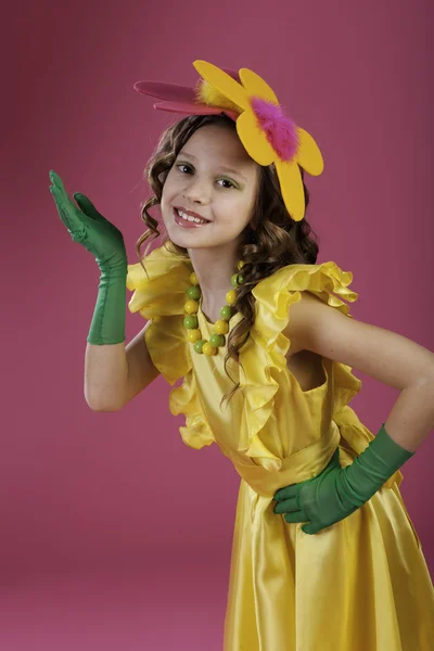 Girl with flower on her head — Stock Photo, Image