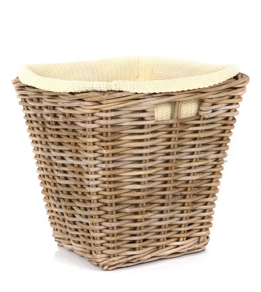 Traditional wicker basket on white background — Stock Photo, Image