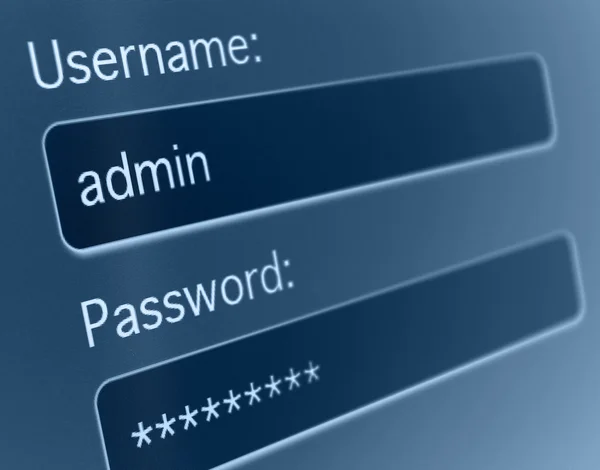 Login-Box - Benutzername und Passwort im Internet-Browser auf dem Computerbildschirm — Stockbild Login-Box — Stockfoto