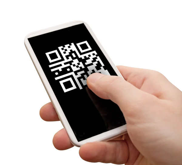 Código Qr en el teléfono inteligente — Foto de Stock