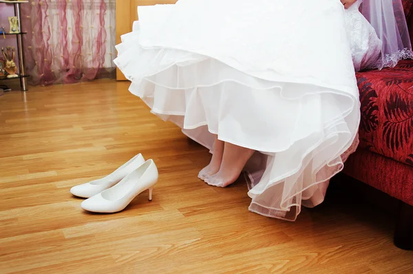Bridal dress and shoes — Stock Photo, Image