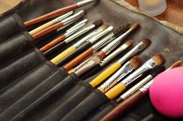 Closeup of makeup tools in their holder — Stock Photo, Image
