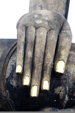 Sukhothai tarihi Park elinde bir Buda'nın heykeli