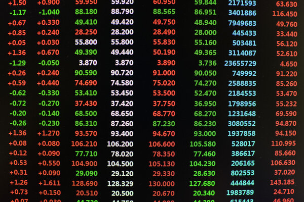 Colored ticker board on black