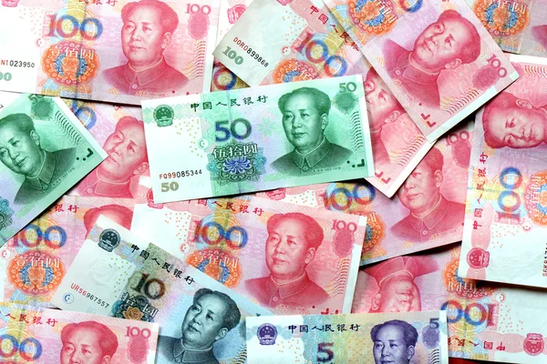 RMB notas bancárias fundo do dinheiro — Fotografia de Stock