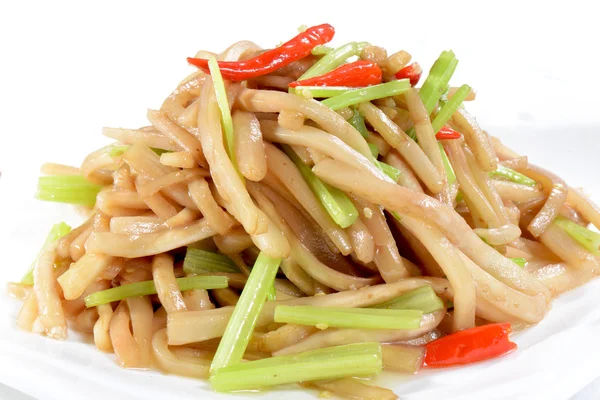 Kinesisk mat: stekt aubergine skivor — Stockfoto
