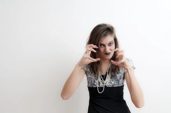 Young Gothic Woman threatening — Stock Photo, Image