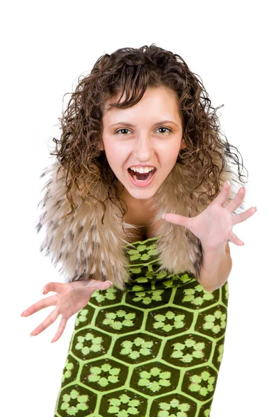 Teen girl with curly hair — Stock Photo, Image