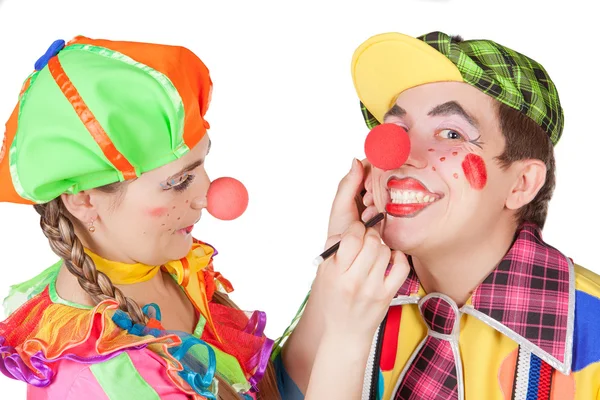 Пара счастливых клоунов — стоковое фото