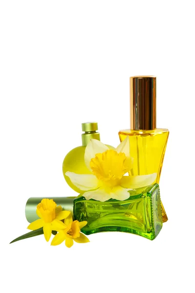 Perfume yellow bottle — Stock Photo, Image