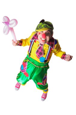 Clown with a balloon in a hand clipart