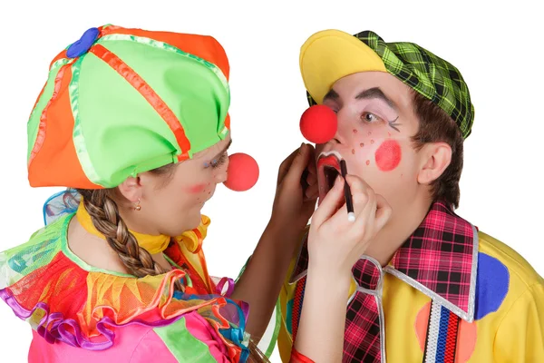Paar van gelukkig clowns — Stockfoto
