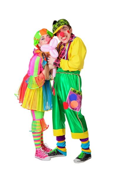 Paar van gelukkig clowns — Stockfoto