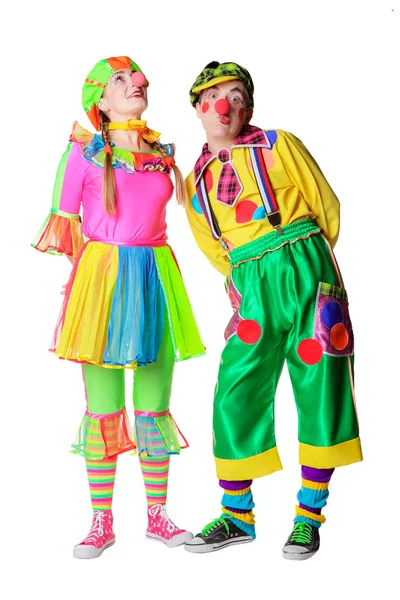 Paar van gelukkig clowns — Stockfoto