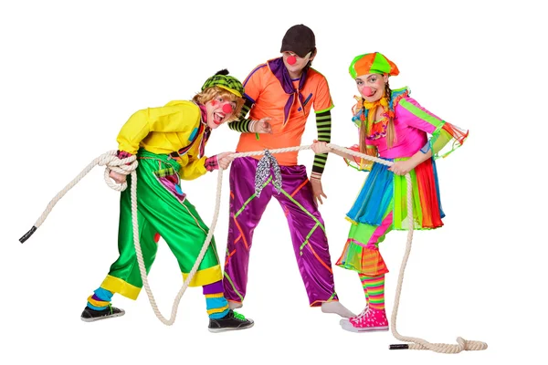 Drie lachende clowns — Stockfoto