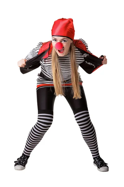 Clown im Piratenanzug — Stockfoto