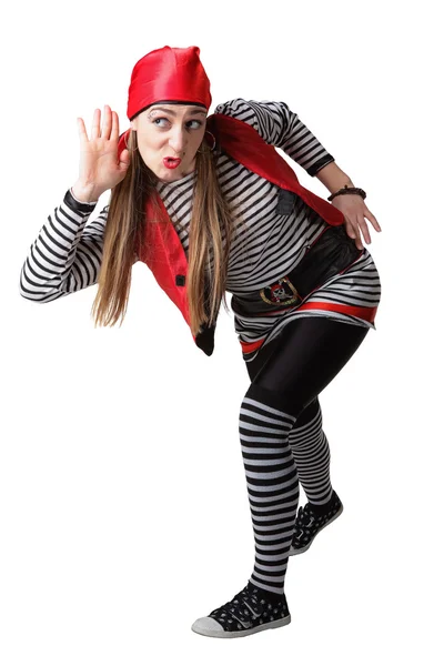 Clown in een pirate-pak — Stockfoto