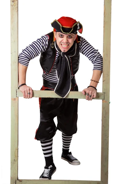 Clown in a pirate suit — Stock Photo, Image
