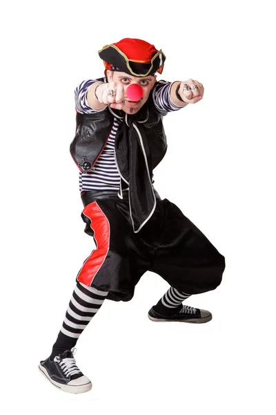 Clown in a pirate suit — Stock Photo, Image