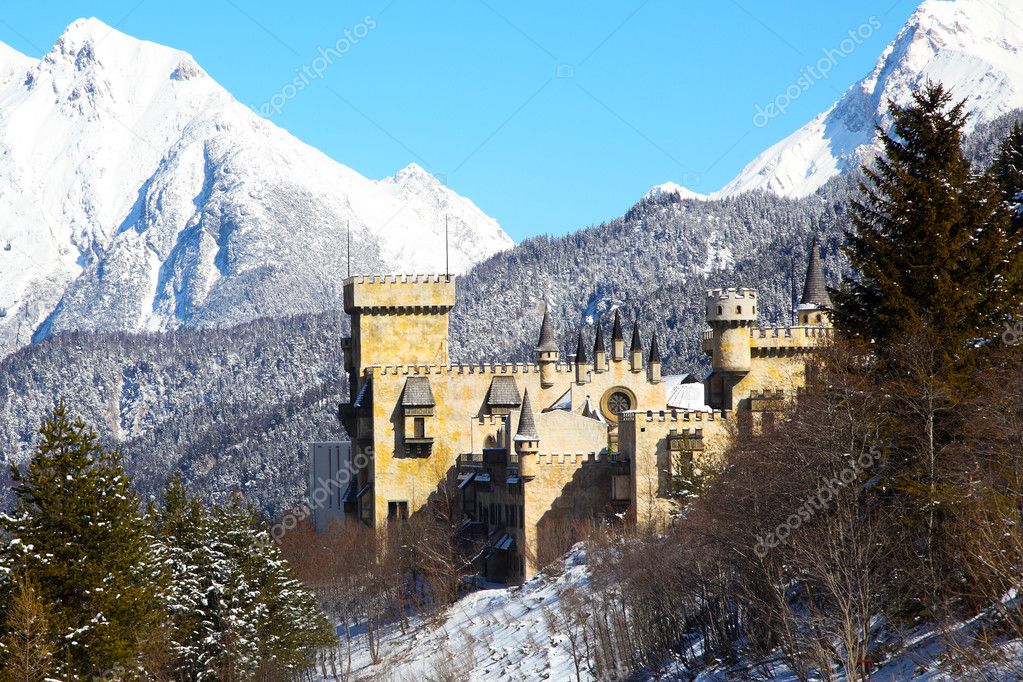 Seefeld castle covered in snow