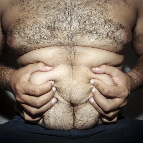 Gros ventre et poilu homme — Photo