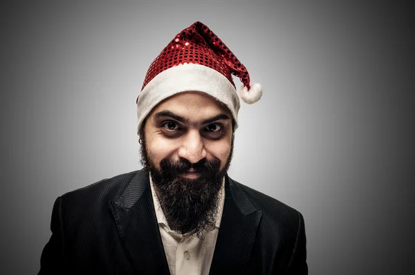 Mutlu modern şık Noel Baba uyguladıktan natale — Stok fotoğraf