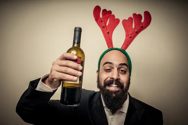 Sarhoş modern şık Noel Baba uyguladıktan natale — Stok fotoğraf