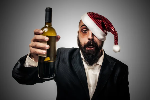 Betrunken moderne elegante Weihnachtsmann babbo natale — Stockfoto