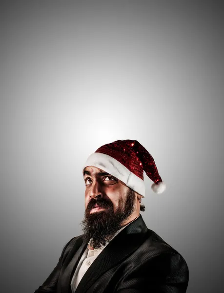 Düşünür modern şık Noel Baba uyguladıktan natale — Stok fotoğraf