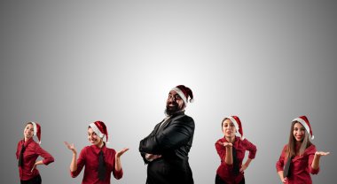 negocios santa claus y sus chicas de asistente de Navidad
