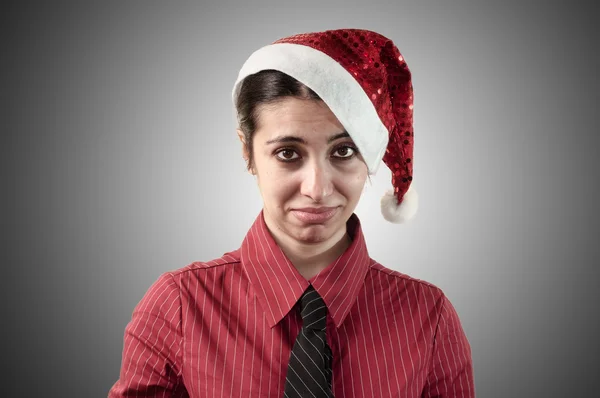 Triste Natal menina de negócios — Fotografia de Stock