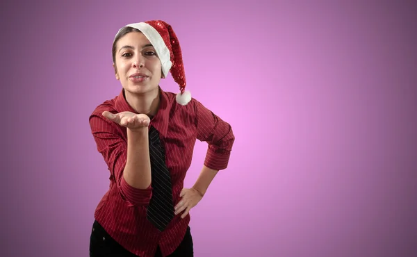 Улыбающаяся деловая рождественская девушка — стоковое фото