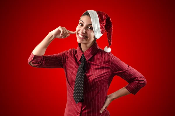 Smiling business christmas girl — Stock Photo, Image