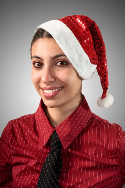 Smiling business christmas girl — Stock Photo, Image