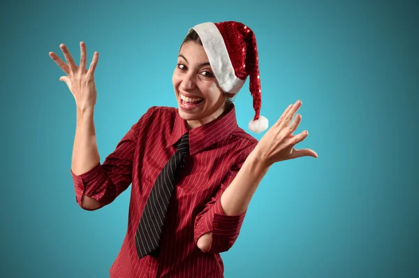 Lachende zaken christmas meisje — Stockfoto