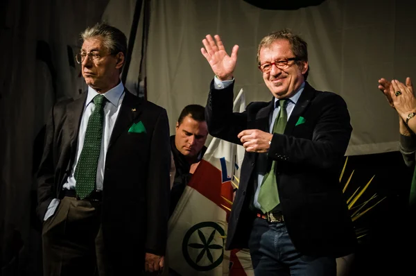 Bossi and Maroni at Lega Nord meeting — Stock Photo, Image