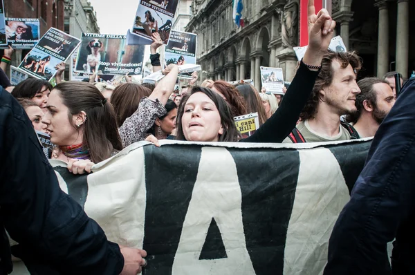 Ativistas dos direitos dos animais protestam — Fotografia de Stock