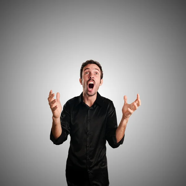 Successful business man screaming — Stock Photo, Image