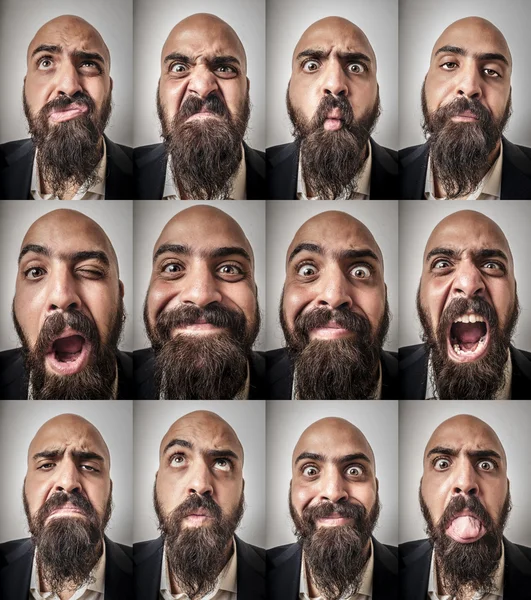 Sakallı adam ifadeler kümesi — Stok fotoğraf