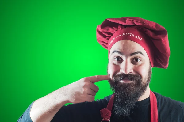 Happy bearded chubby chef — Stock Photo, Image