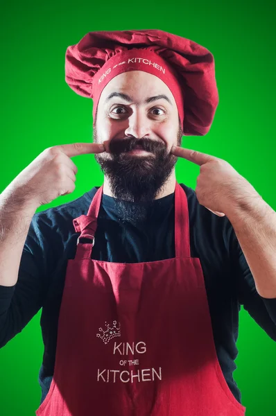 Fericit barbă dolofan bucătar — Fotografie, imagine de stoc