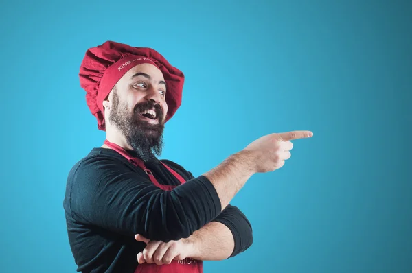 Happy bearded chubby chef — Stock Photo, Image