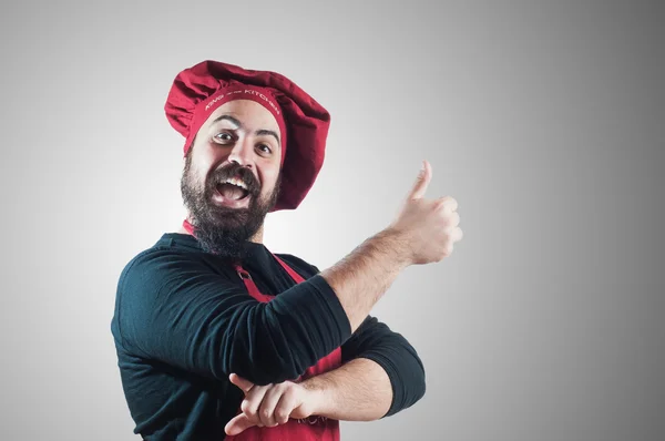 Happy bearded chubby chef — Stock Photo, Image