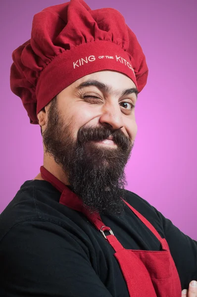 Happy bearded chubby chef — Stock Photo, Image