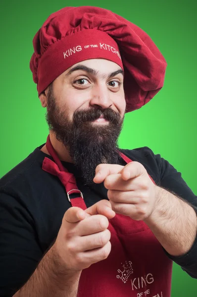 Happy beared chubby chef — стоковое фото