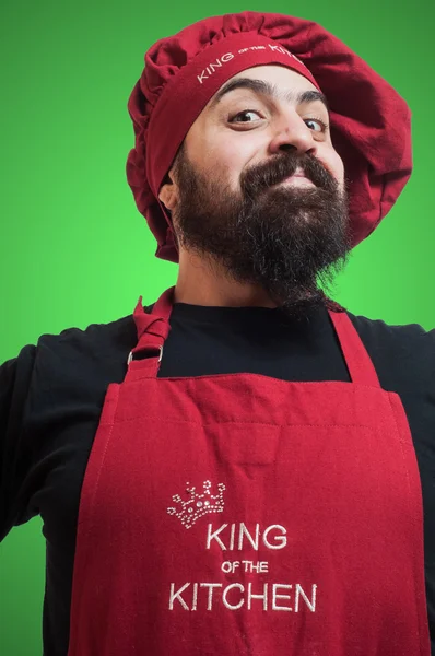 Happy bearded chubby chef — Stock Photo, Image