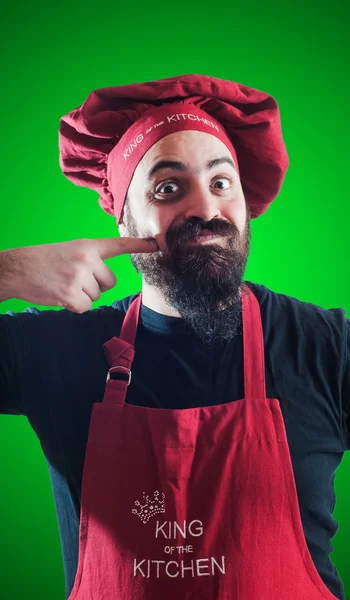 Happy bearded chubby chef — Stock Photo, Image