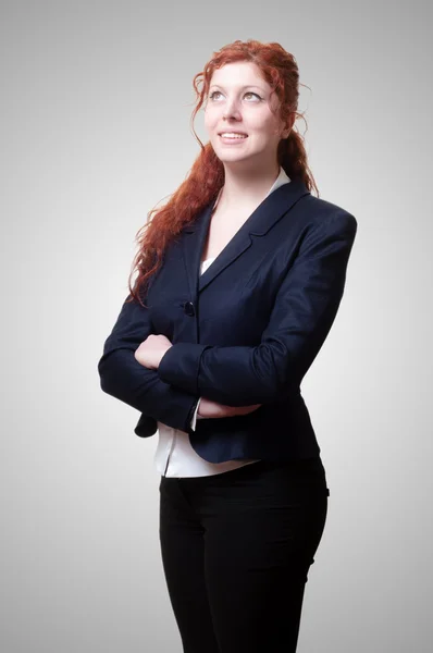 Success business woman with long red hair — Stock Photo, Image