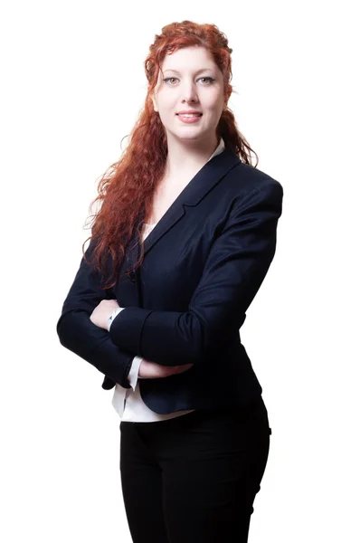 長い赤髪の成功ビジネス女性 — ストック写真